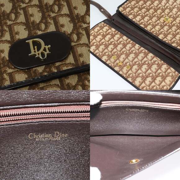 DIOR Trotter Canvas Shoulder Bag Brown Gold - Picture 11 of 12